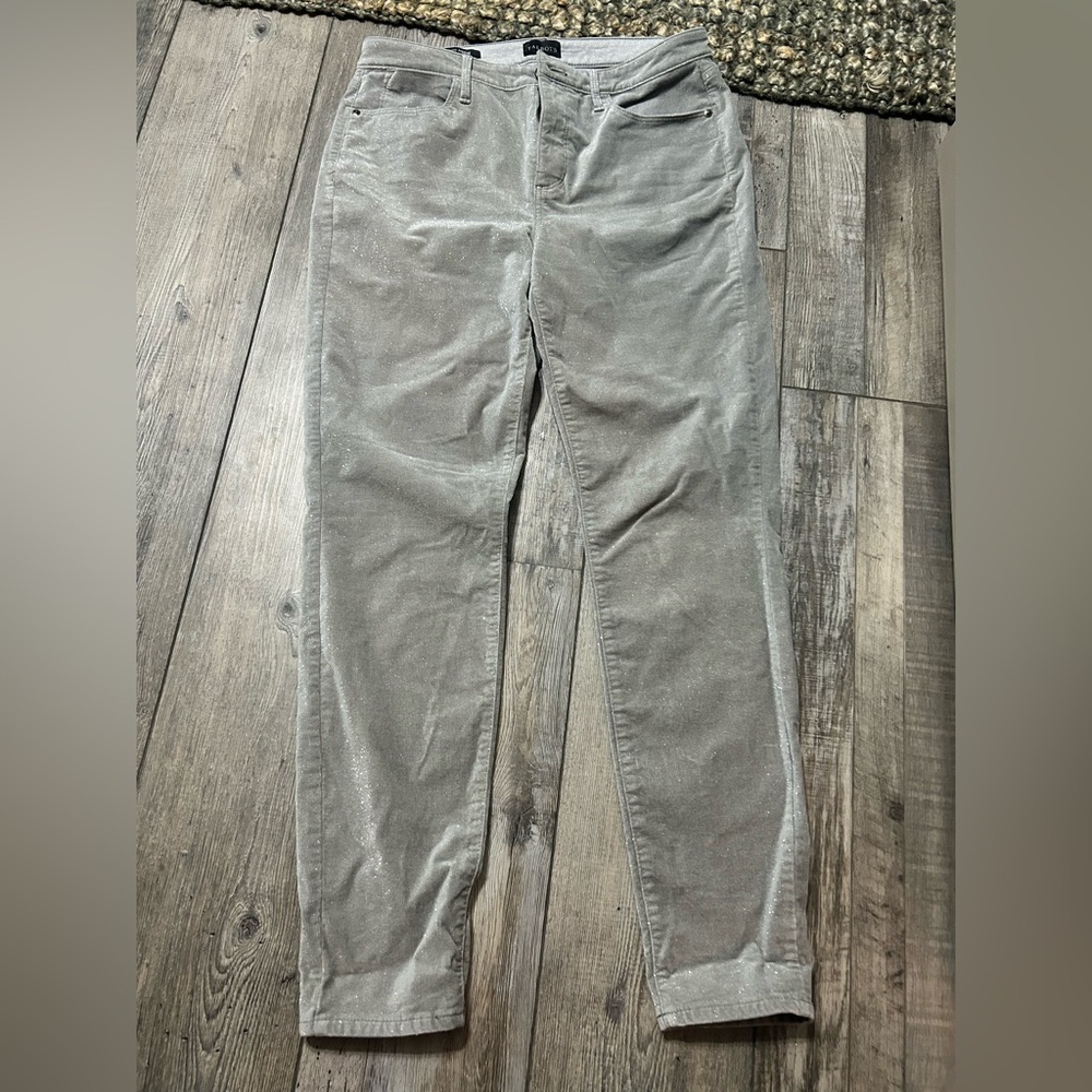 Talbots Light Gray Corduroy Jeggings pants metallic silver sparkle